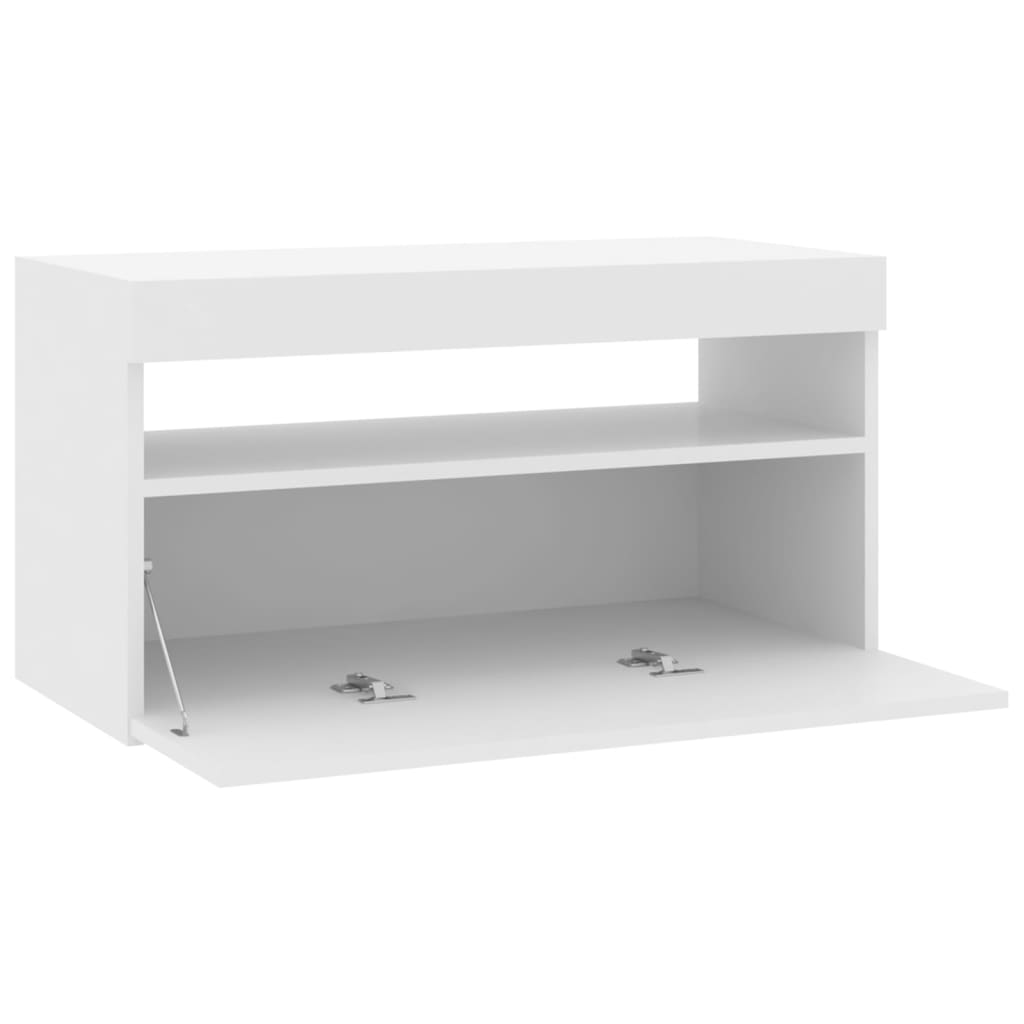 TV-taso LED-valoilla valkoinen 75x35x40 cm - Sisustajankoti.fi