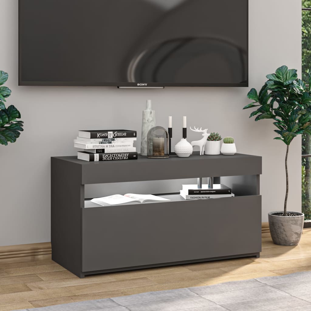 TV-taso LED-valoilla harmaa 75x35x40 cm - Sisustajankoti.fi