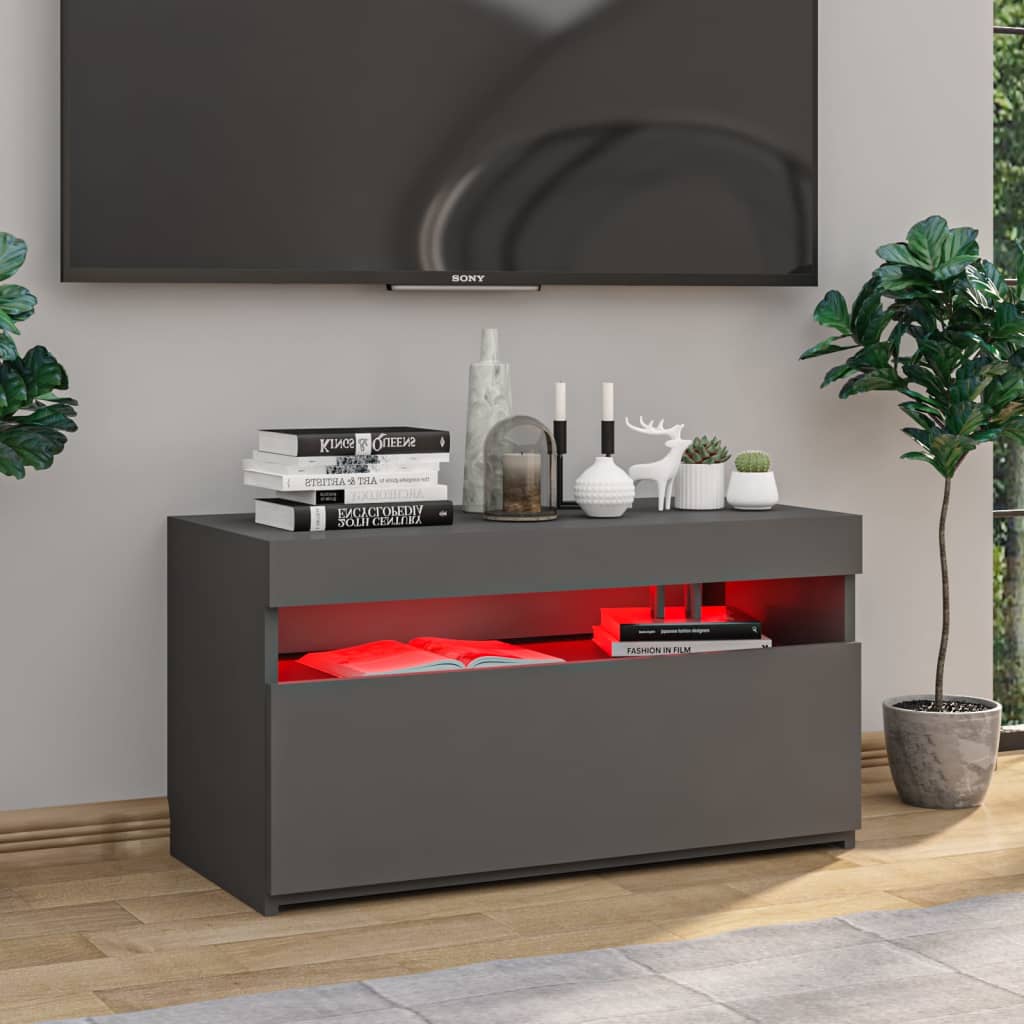 TV-taso LED-valoilla harmaa 75x35x40 cm - Sisustajankoti.fi