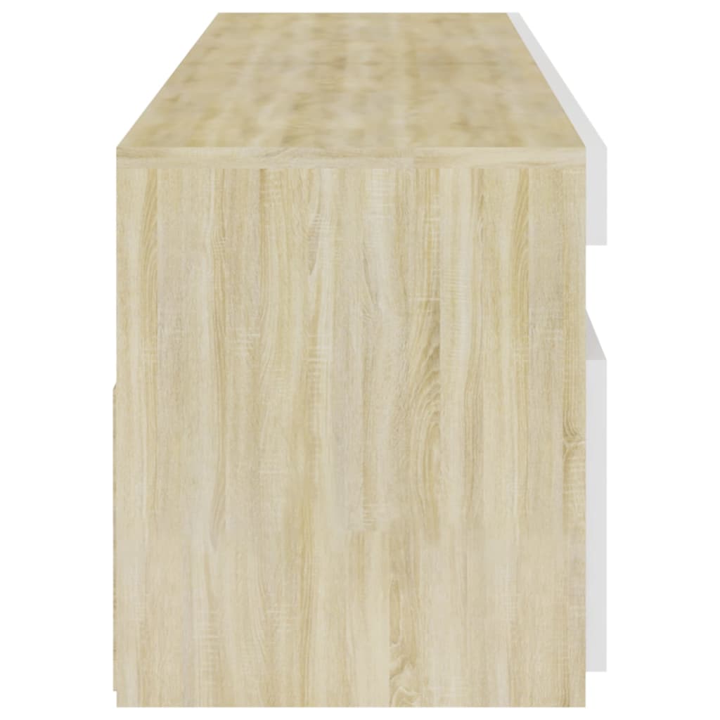 TV-tasot 2 kpl LED-valoilla valkoinen/Sonoma-tammi 75x35x40 cm - Sisustajankoti.fi