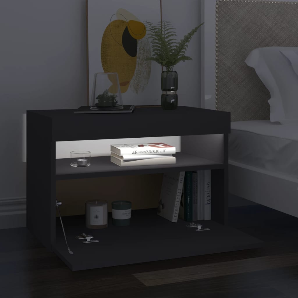 TV-taso LED-valoilla harmaa 60x35x40 cm - Sisustajankoti.fi