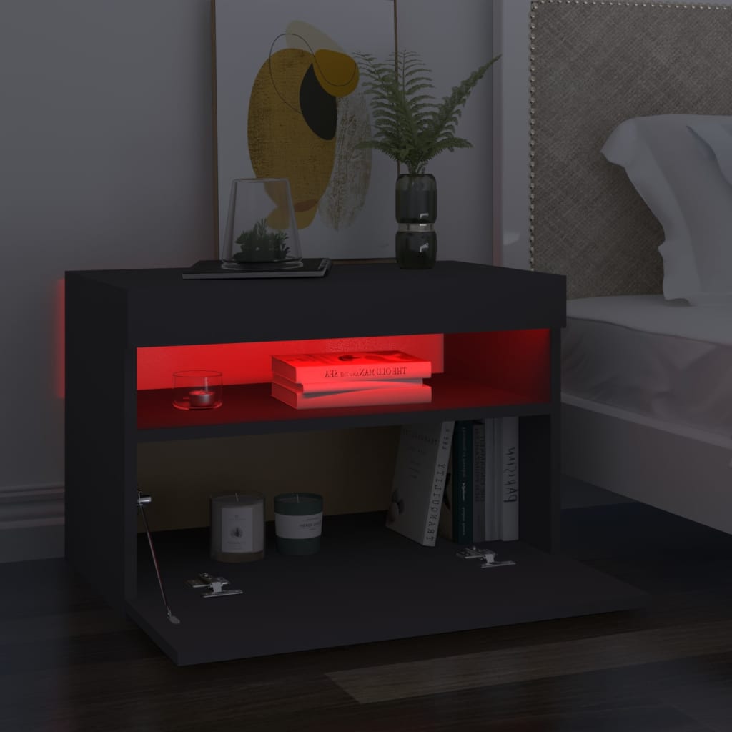 TV-taso LED-valoilla harmaa 60x35x40 cm - Sisustajankoti.fi