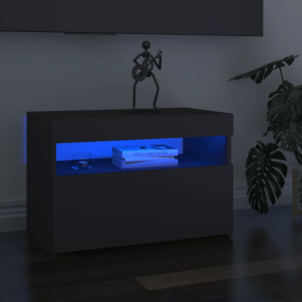TV-taso LED-valoilla harmaa 60x35x40 cm - Sisustajankoti.fi