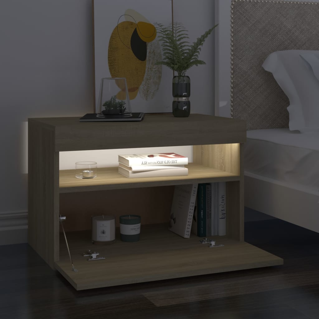 TV-taso LED-valoilla Sonoma-tammi 60x35x40 cm - Sisustajankoti.fi