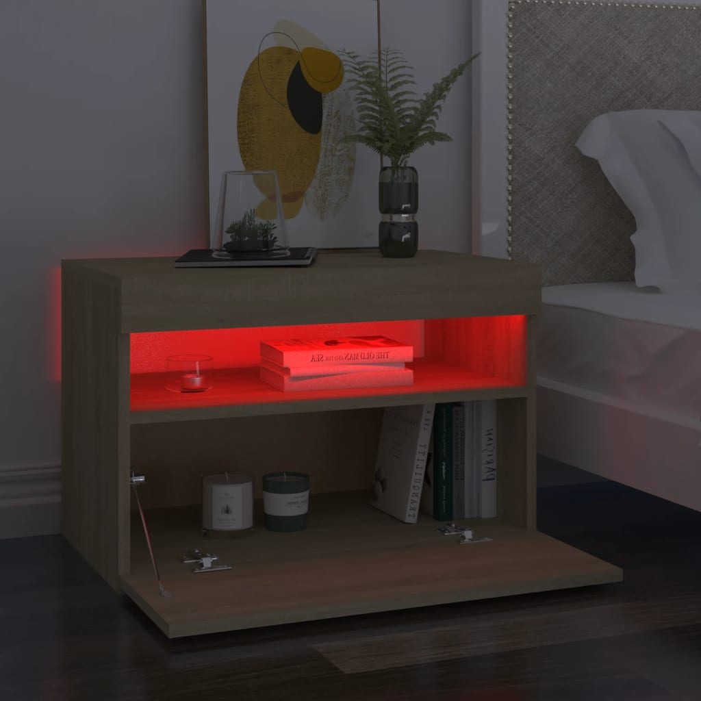 TV-taso LED-valoilla Sonoma-tammi 60x35x40 cm - Sisustajankoti.fi