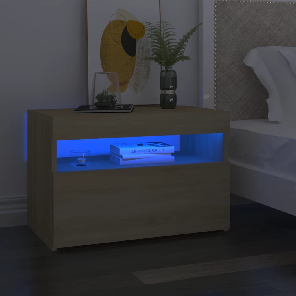 TV-taso LED-valoilla Sonoma-tammi 60x35x40 cm - Sisustajankoti.fi