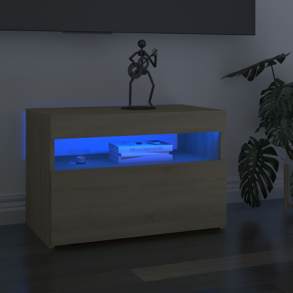 TV-taso LED-valoilla Sonoma-tammi 60x35x40 cm - Sisustajankoti.fi