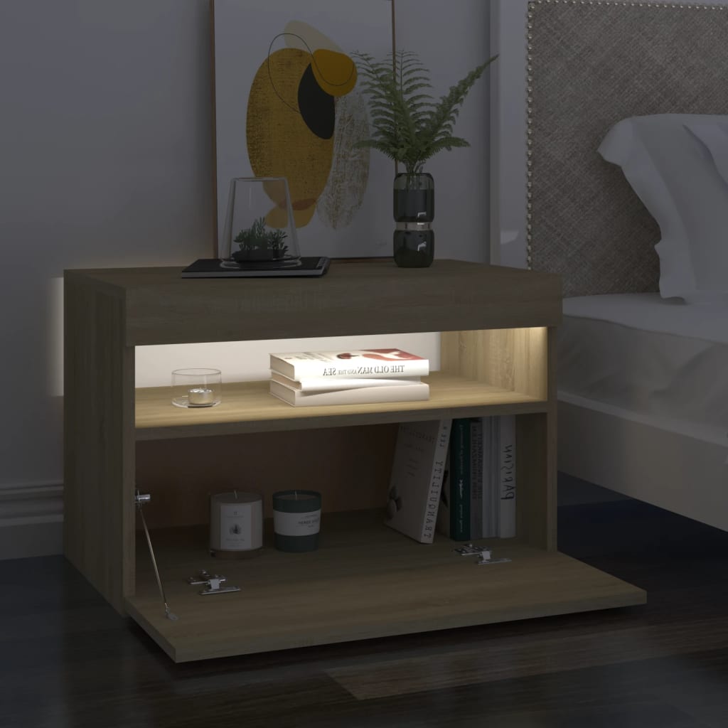 TV-tasot LED-valoilla 2 kpl Sonoma-tammi 60x35x40 cm - Sisustajankoti.fi