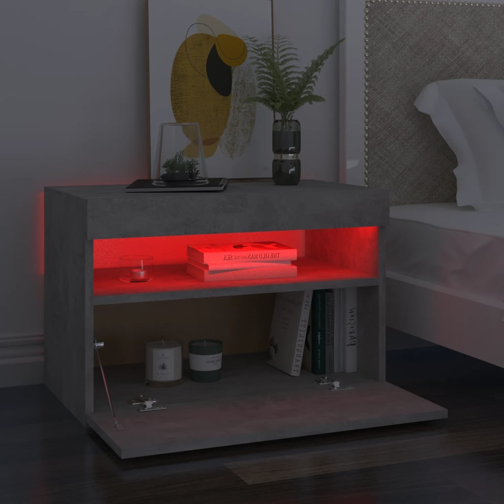 TV-taso LED-valoilla betoninharmaa 60x35x40 cm - Sisustajankoti.fi