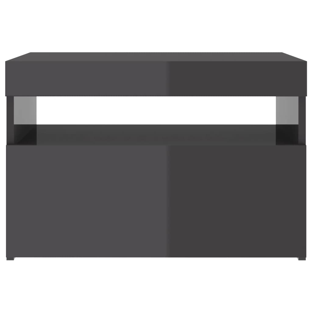 TV-tasot LED-valoilla 2 kpl korkeakiilto harmaa 60x35x40 cm - Sisustajankoti.fi