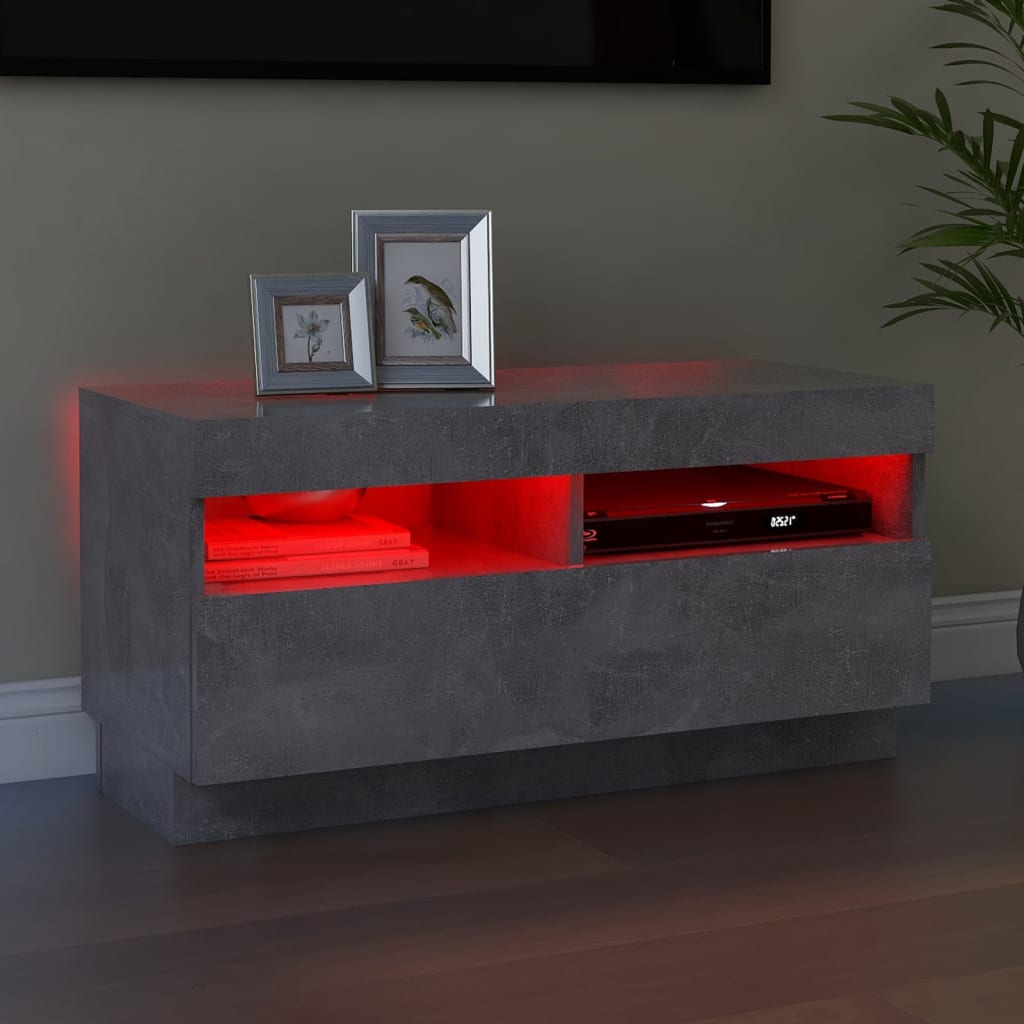 TV-taso LED-valoilla betoninharmaa 80x35x40 cm - Sisustajankoti.fi