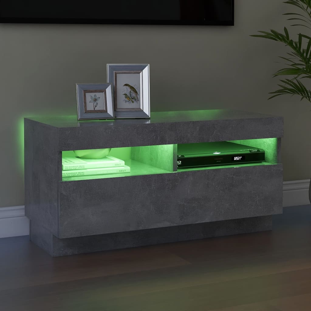 TV-taso LED-valoilla betoninharmaa 80x35x40 cm - Sisustajankoti.fi