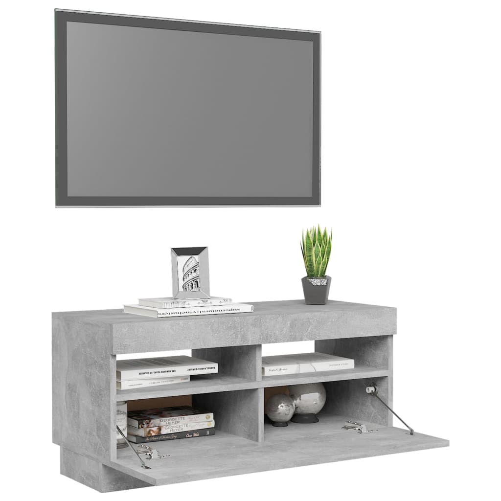 TV-taso LED-valoilla betoninharmaa 80x35x40 cm - Sisustajankoti.fi