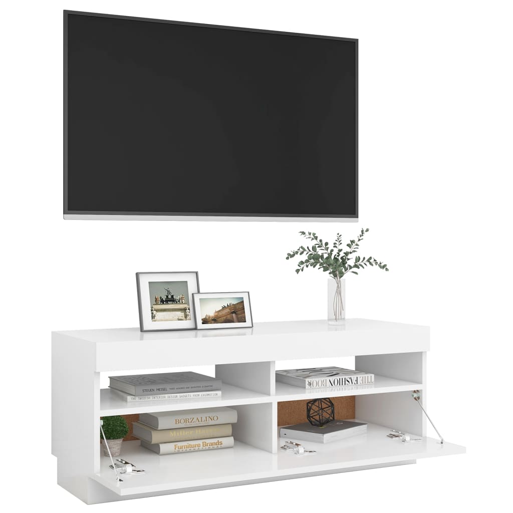 TV-taso LED-valoilla valkoinen 100x35x40 cm - Sisustajankoti.fi