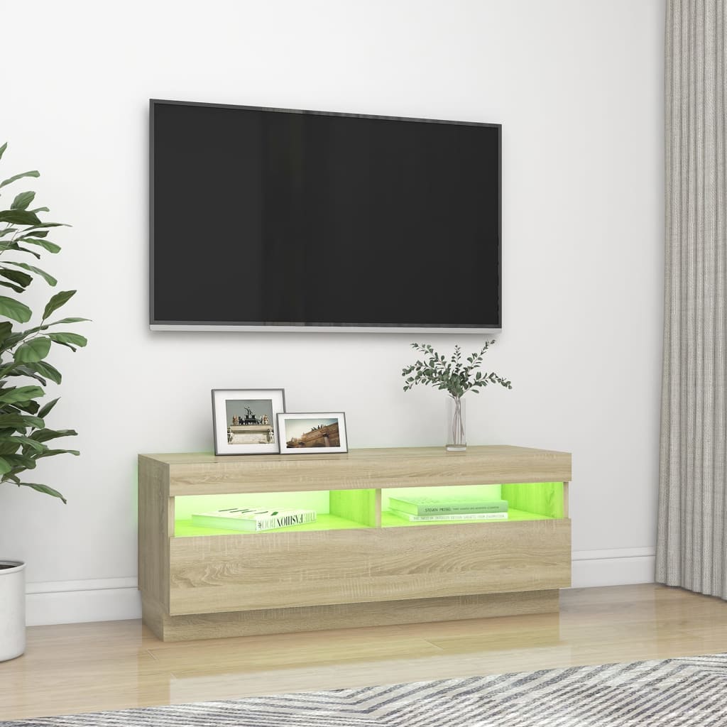 TV-taso LED-valoilla Sonoma-tammi 100x35x40 cm - Sisustajankoti.fi