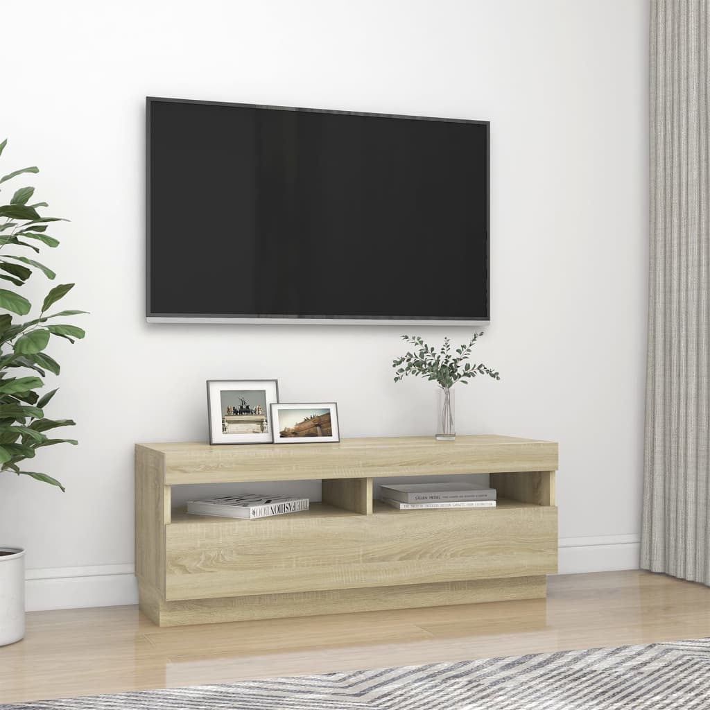 TV-taso LED-valoilla Sonoma-tammi 100x35x40 cm - Sisustajankoti.fi