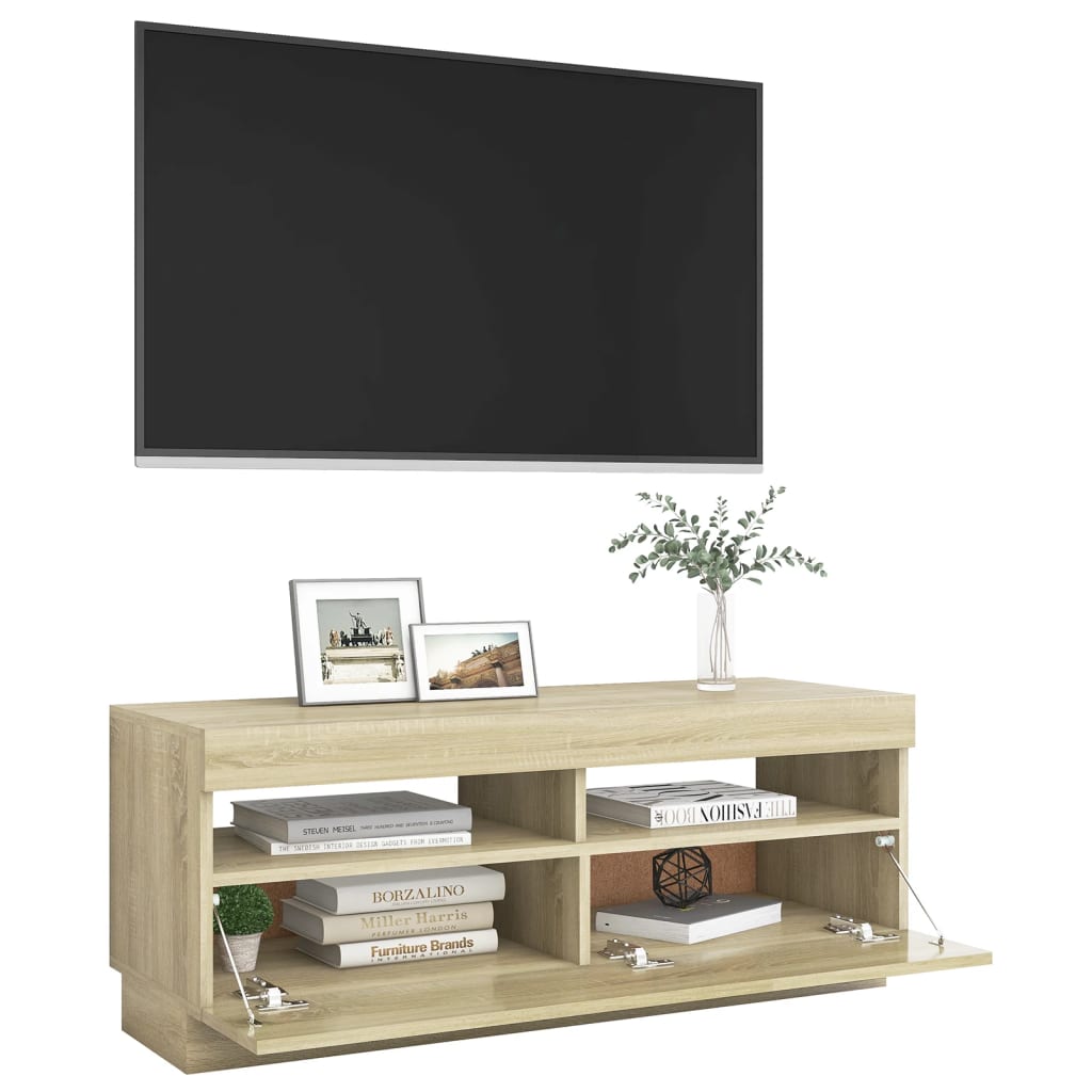 TV-taso LED-valoilla Sonoma-tammi 100x35x40 cm - Sisustajankoti.fi