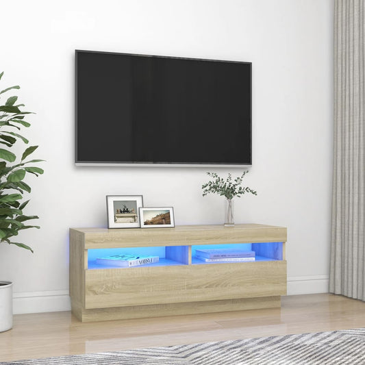 TV-taso LED-valoilla Sonoma-tammi 100x35x40 cm - Sisustajankoti.fi