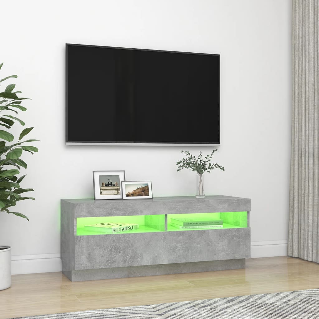 TV-taso LED-valoilla betoninharmaa 100x35x40 cm - Sisustajankoti.fi