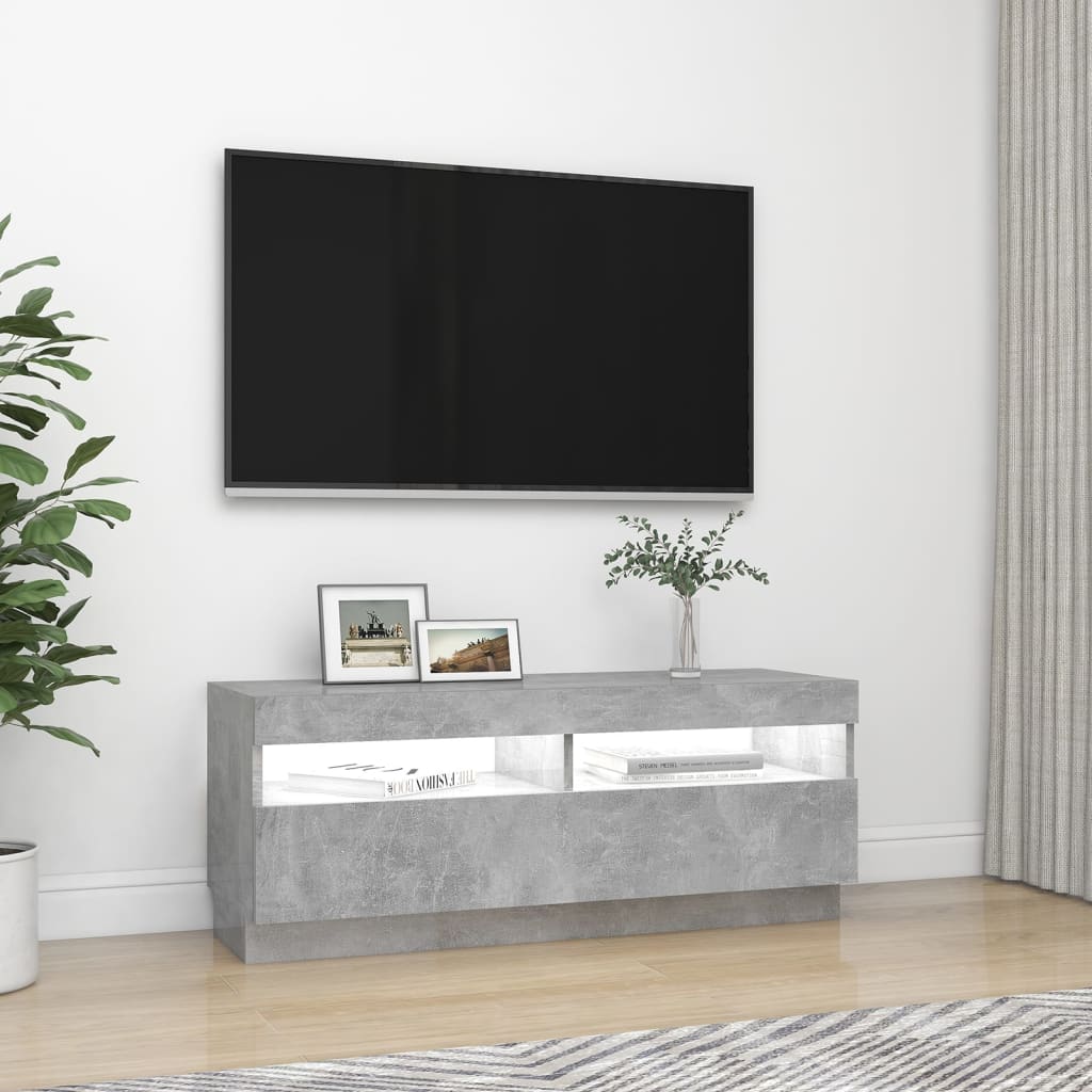 TV-taso LED-valoilla betoninharmaa 100x35x40 cm - Sisustajankoti.fi