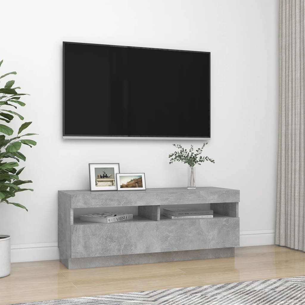 TV-taso LED-valoilla betoninharmaa 100x35x40 cm - Sisustajankoti.fi