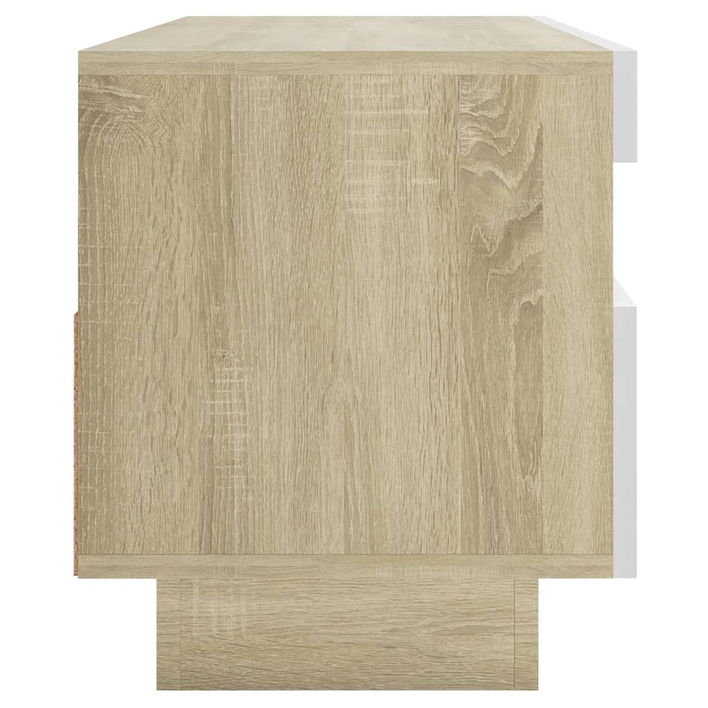 TV-taso LED-valoilla valkoinen ja Sonoma-tammi 100x35x40 cm - Sisustajankoti.fi