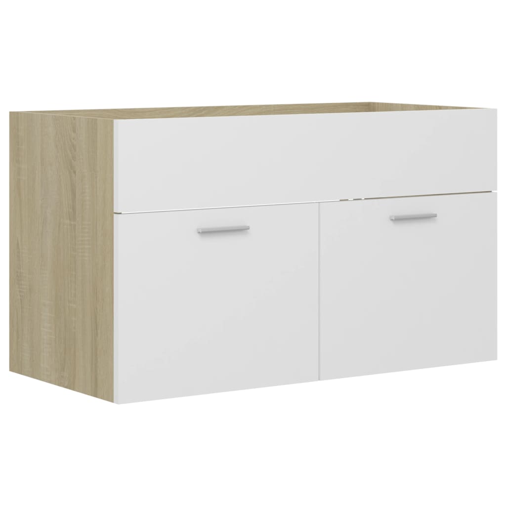 Allaskaappi valkoinen ja Sonoma-tammi 80x38,5x46 cm lastulevy - Sisustajankoti.fi
