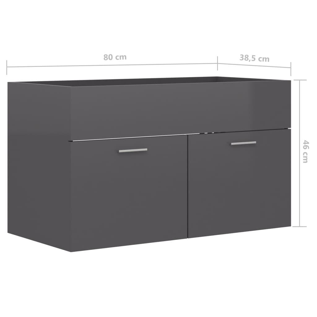 Allaskaappi korkeakiilto harmaa 80x38,5x46 cm lastulevy - Sisustajankoti.fi