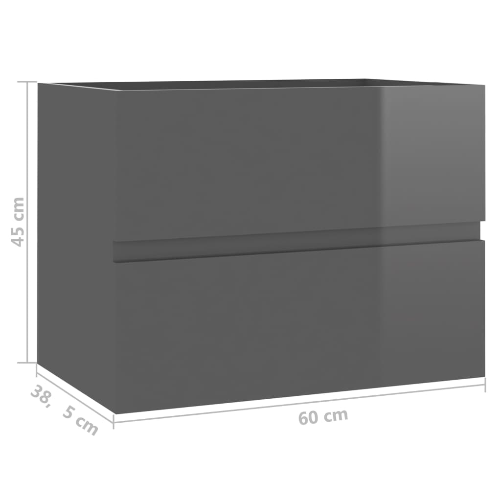 Allaskaappi korkeakiilto harmaa 60x38x45 cm - Sisustajankoti.fi