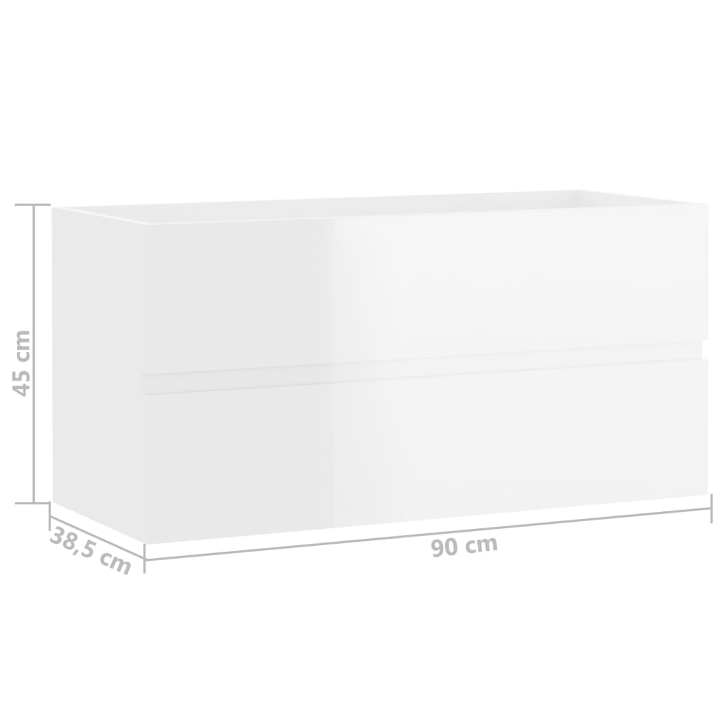 Allaskaappi korkeakiilto valkoinen 90x38,5x45 cm - Sisustajankoti.fi