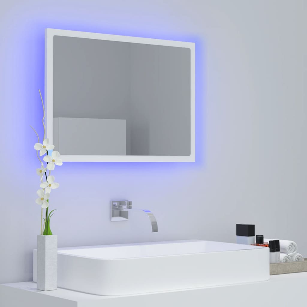 LED-kylpyhuonepeili valkoinen 60x8,5x37 cm lastulevy - Sisustajankoti.fi