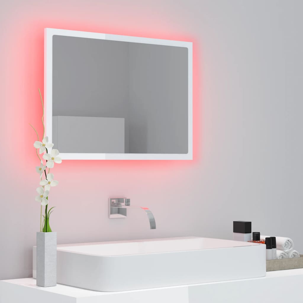 Kylpyhuonepeili LED korkeakiilto valk. 60x8,5x37 cm lastulevy - Sisustajankoti.fi