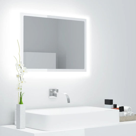 Kylpyhuonepeili LED korkeakiilto valk. 60x8,5x37 cm lastulevy - Sisustajankoti.fi