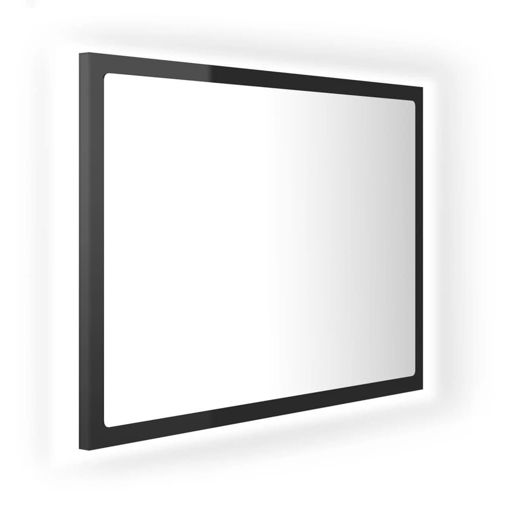 Kylpyhuonepeili LED korkeakiilto musta 60x8,5x37 cm lastulevy - Sisustajankoti.fi