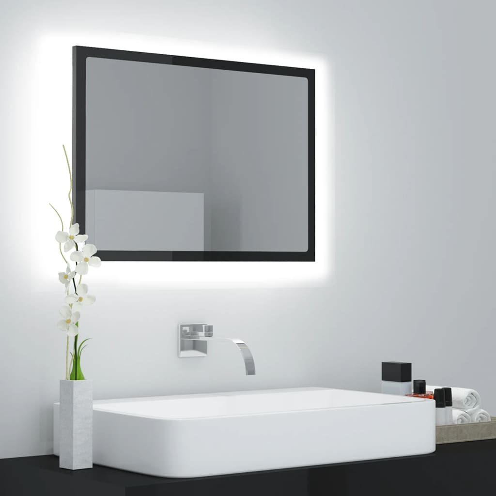Kylpyhuonepeili LED korkeakiilto harmaa 60x8,5x37 cm lastulevy - Sisustajankoti.fi