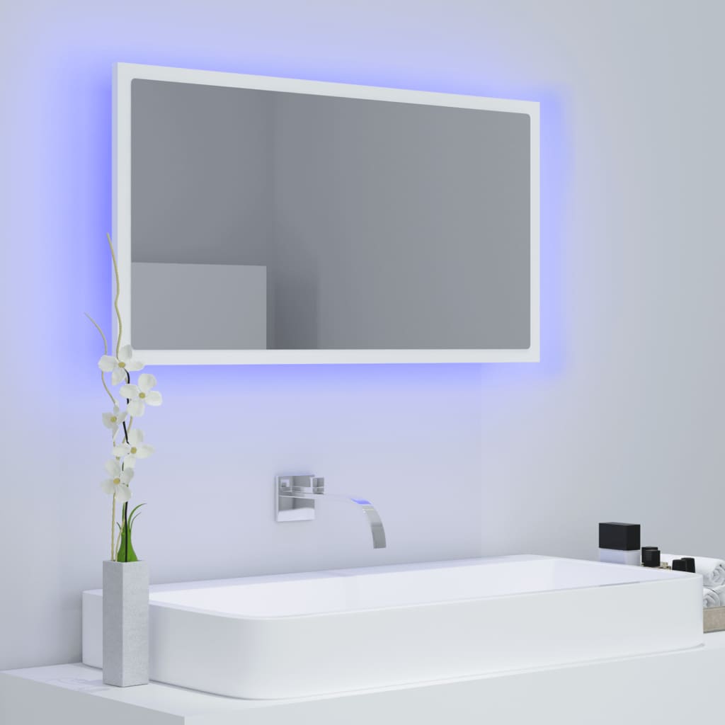 LED-kylpyhuonepeili valkoinen 80x8,5x37 cm lastulevy - Sisustajankoti.fi