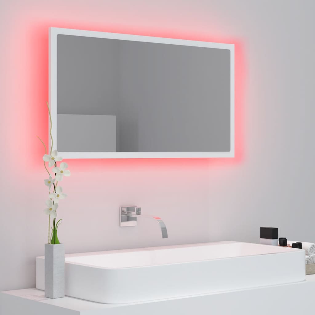 LED-kylpyhuonepeili valkoinen 80x8,5x37 cm lastulevy - Sisustajankoti.fi