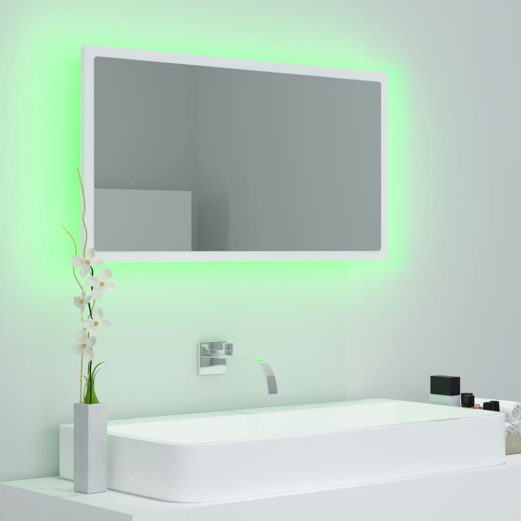 LED-kylpyhuonepeili valkoinen 80x8,5x37 cm lastulevy - Sisustajankoti.fi