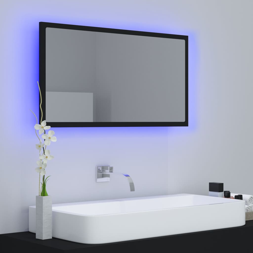 LED-kylpyhuonepeili musta 80x8,5x37 cm lastulevy - Sisustajankoti.fi