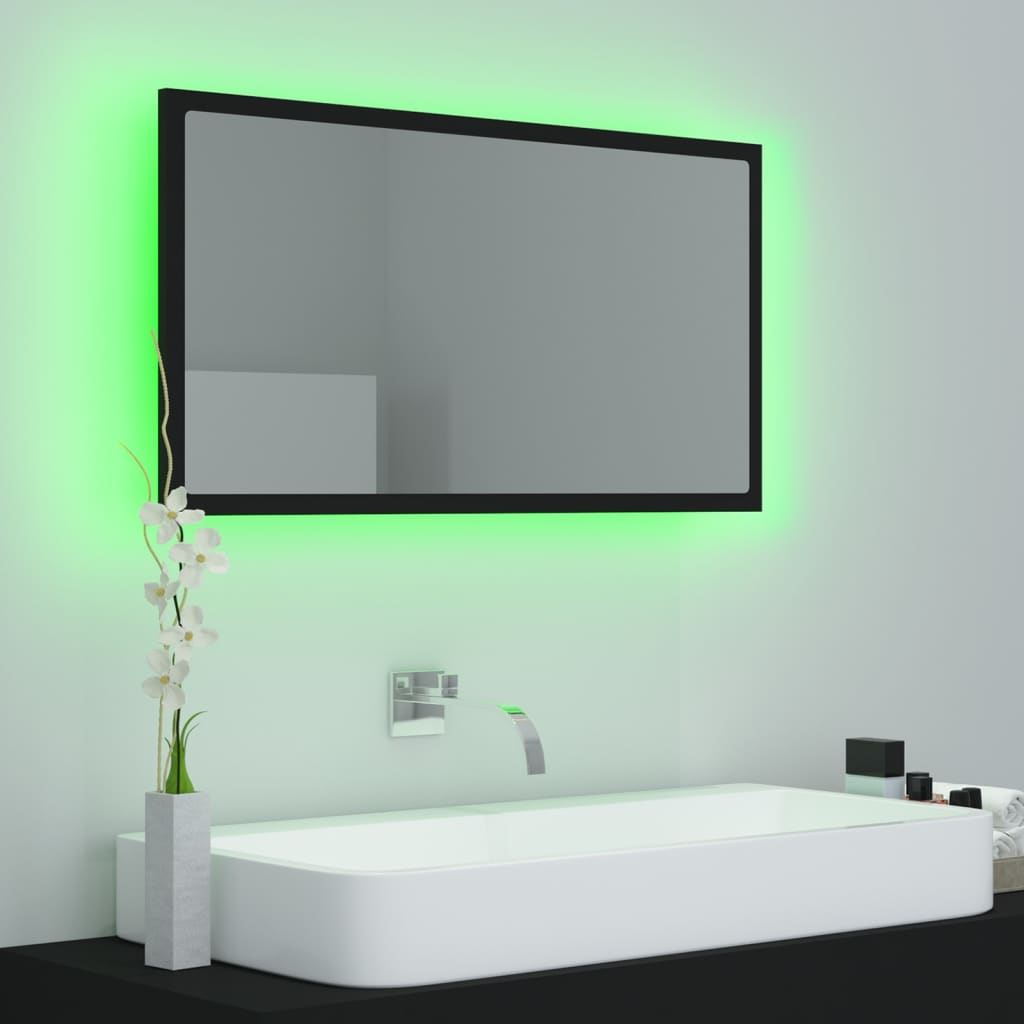 LED-kylpyhuonepeili musta 80x8,5x37 cm lastulevy - Sisustajankoti.fi