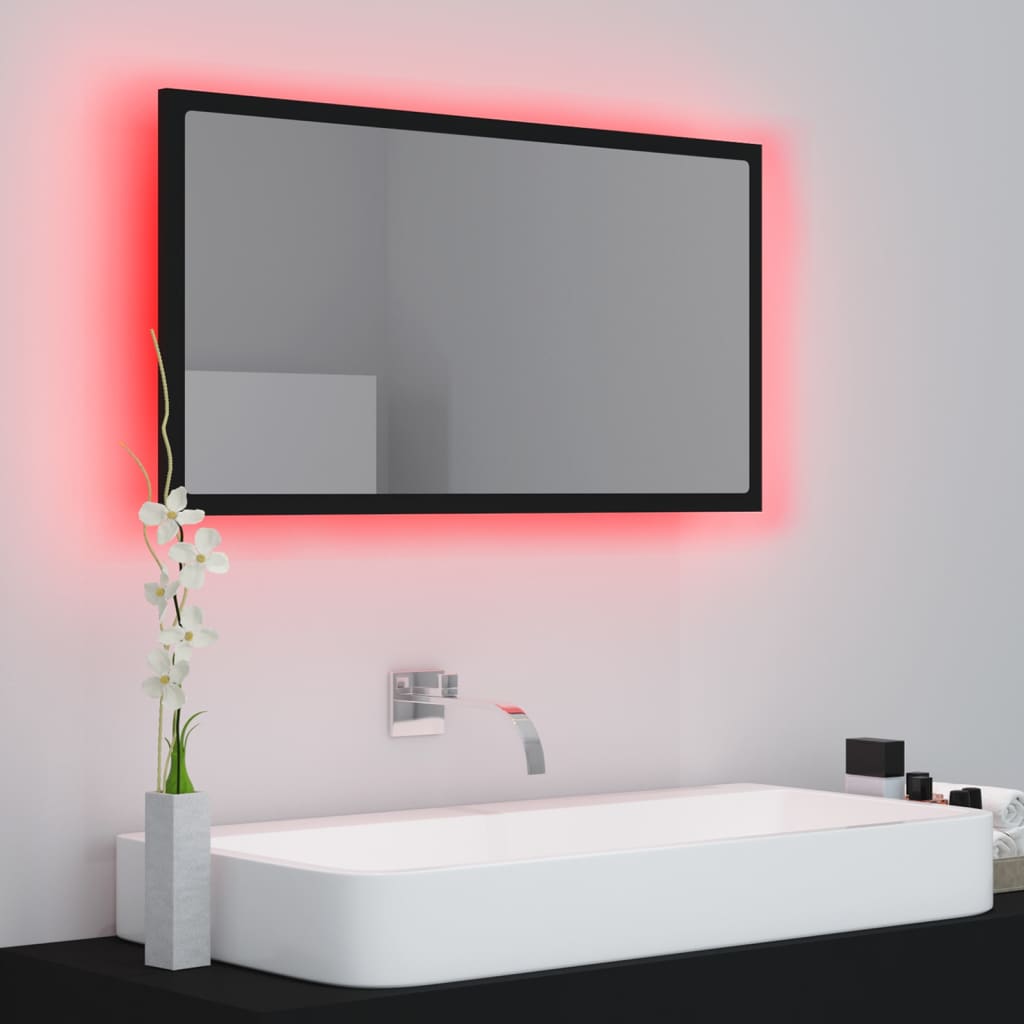 LED-kylpyhuonepeili musta 80x8,5x37 cm lastulevy - Sisustajankoti.fi