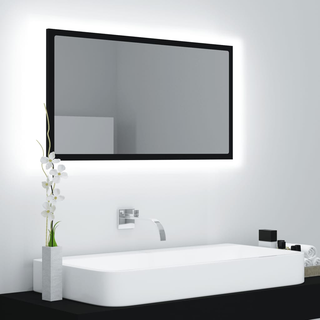 LED-kylpyhuonepeili musta 80x8,5x37 cm lastulevy - Sisustajankoti.fi