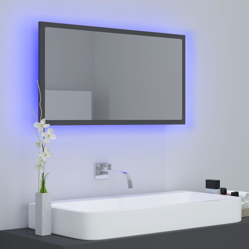 LED-kylpyhuonepeili harmaa 80x8,5x37 cm lastulevy - Sisustajankoti.fi