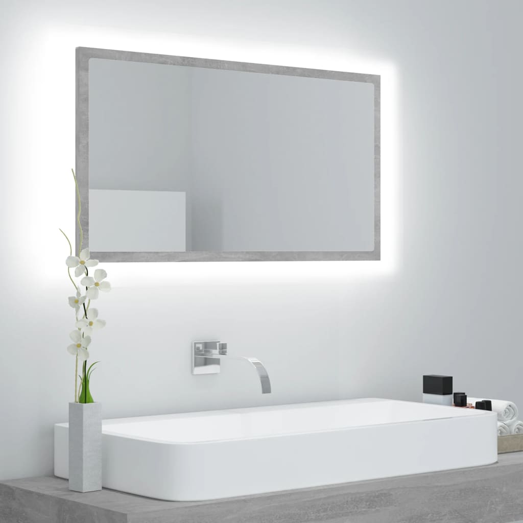 LED-kylpyhuonepeili betoninharmaa 80x8,5x37 cm lastulevy - Sisustajankoti.fi