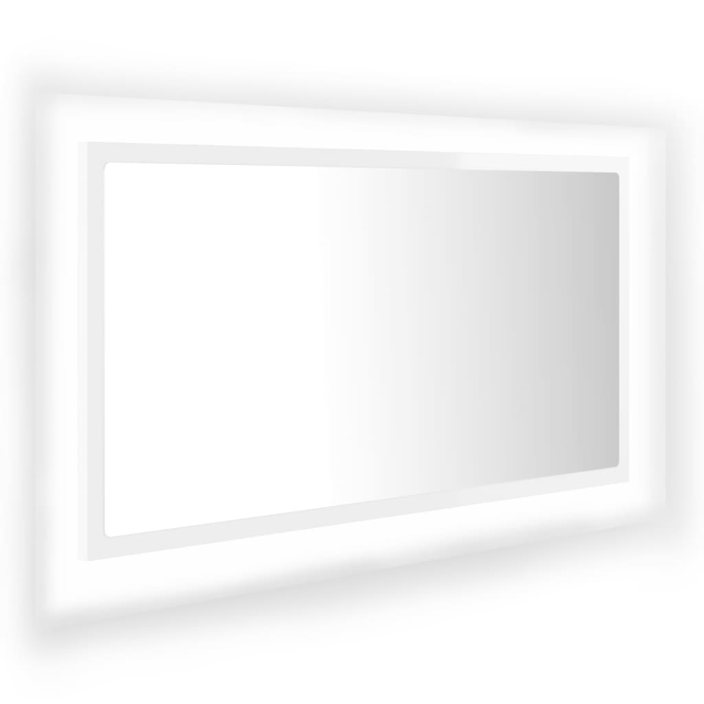 Kylpyhuonepeili LED korkeakiilto valk. 80x8,5x37 cm lastulevy - Sisustajankoti.fi