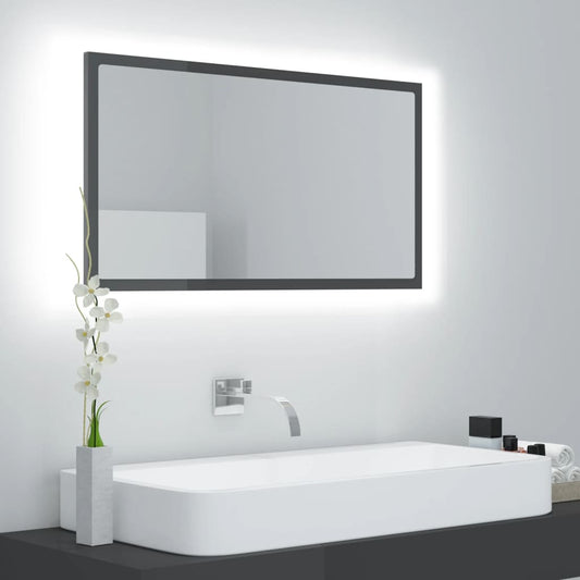 Kylpyhuonepeili LED korkeakiilto harmaa 80x8,5x37 cm lastulevy - Sisustajankoti.fi