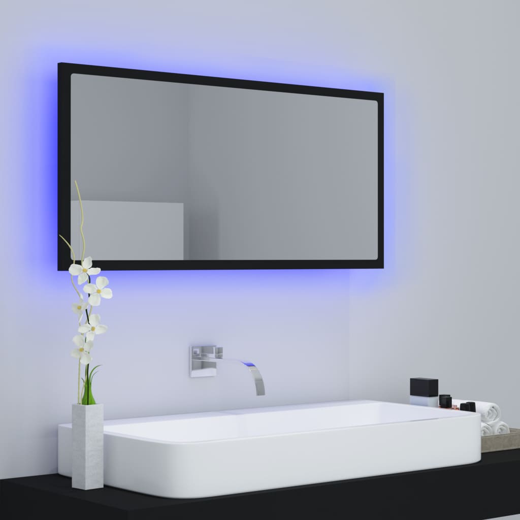 Kylpyhuonepeili LED musta 90x8,5x37 cm - Sisustajankoti.fi
