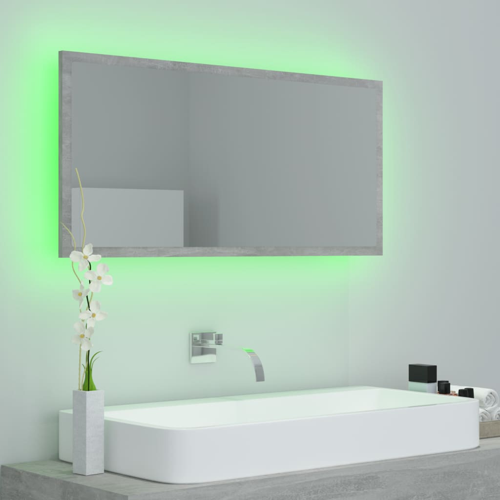Kylpyhuonepeili LED betoninharmaa 90x8,5x37 cm - Sisustajankoti.fi