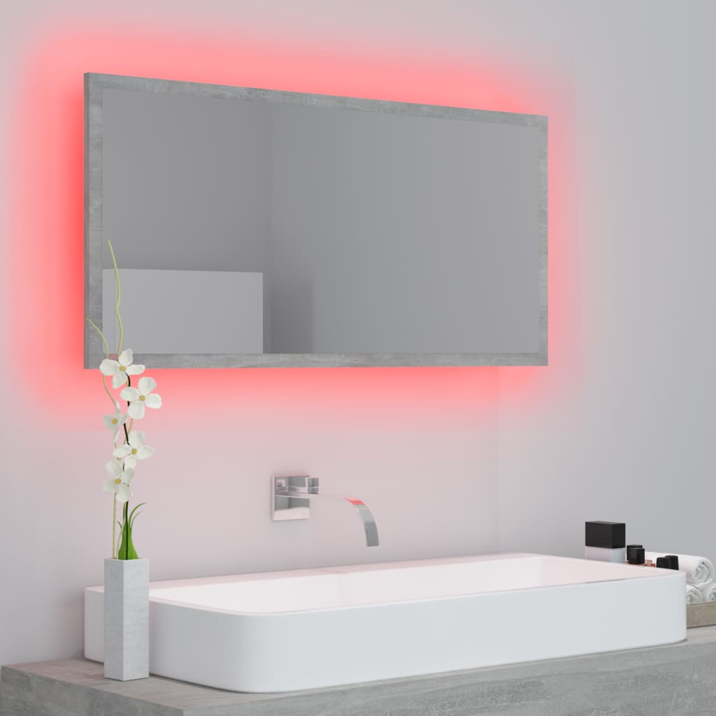 Kylpyhuonepeili LED betoninharmaa 90x8,5x37 cm - Sisustajankoti.fi