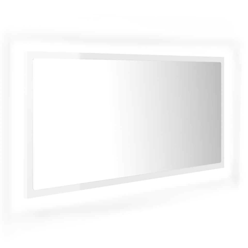 Kylpyhuonepeili LED korkeakiilto valk. 90x8,5x37 cm - Sisustajankoti.fi